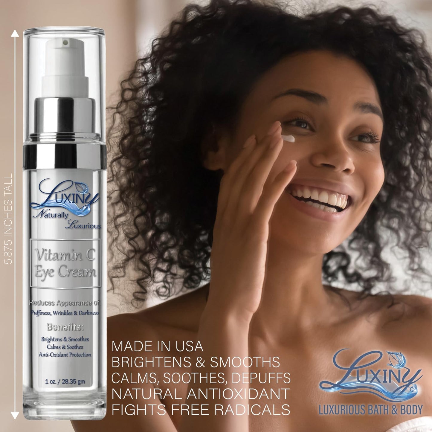 Luxiny Vitamin C Under Eye Cream for Dark Circles and Puffiness, Anti Aging, Enriched Retinol Eye Cream to Reduce Eye Bags, Fine Line and Wrinkles