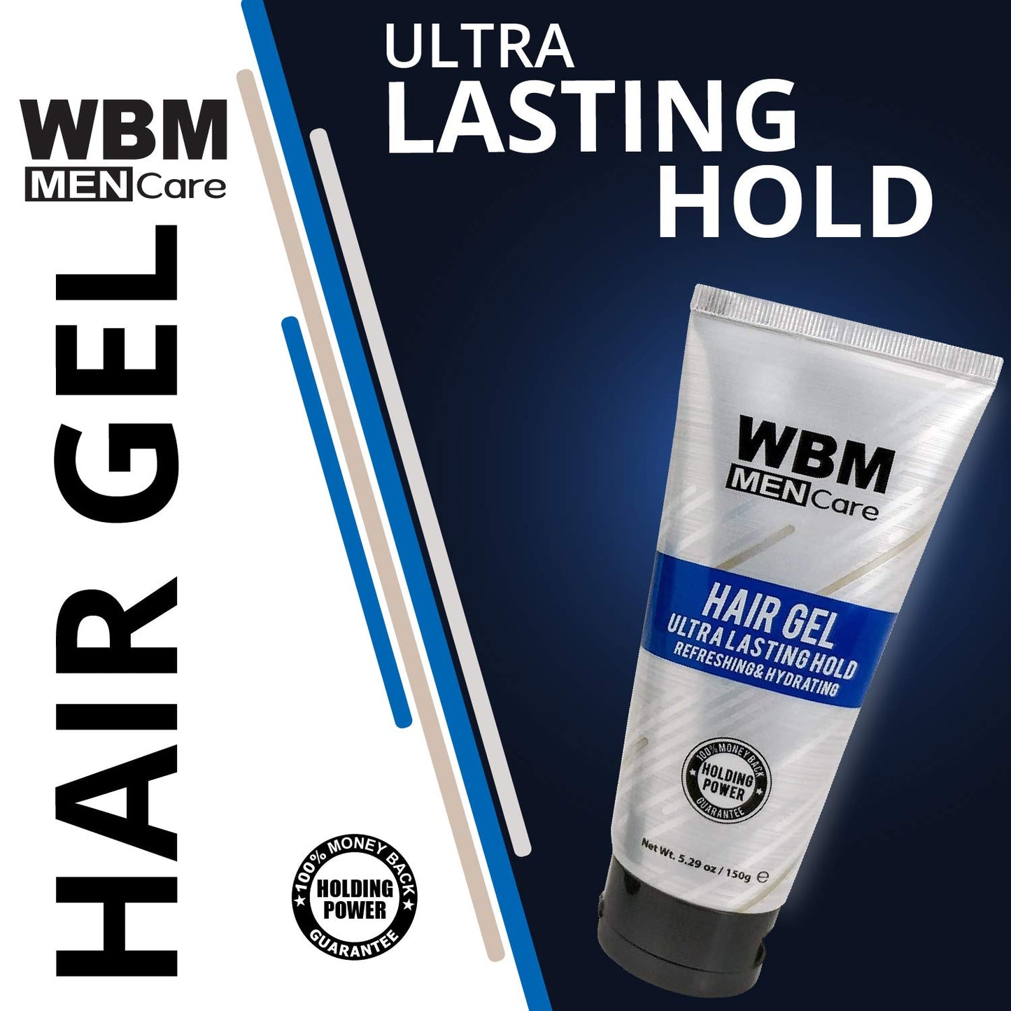 WBM Care Men Styling Hair Gel | Refreshing & Hydrating | for All Hair Types, 5.29 oz
