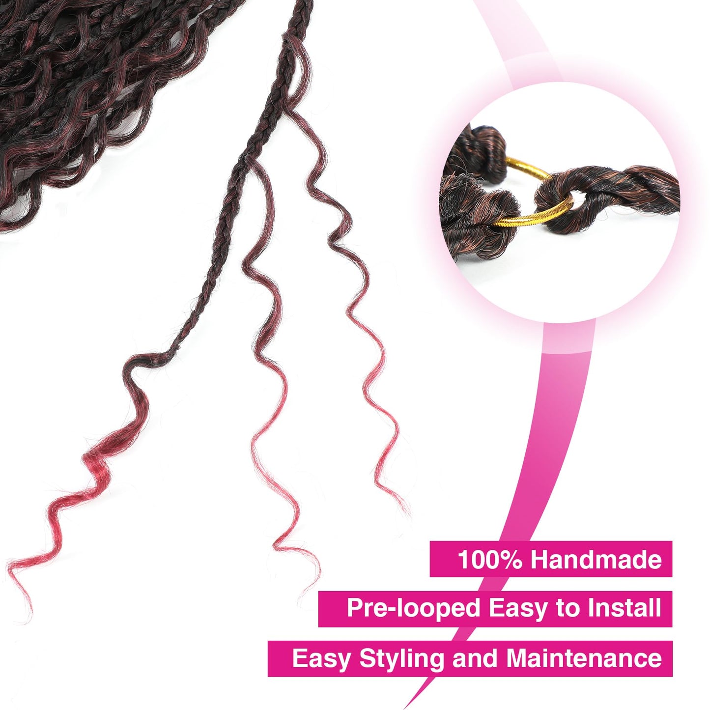 Wodun 12inch Goddess Box Braids Crochet Hair Boho Box-Braids with Curly Ends Bohemian Crochet Braid Pre-looped Synthetic Crochet-Hair for Black Women