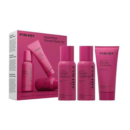 Eva NYC Repair Ritual Hair Care Travel Set - Shampoo, Conditioner & Leave In Treatment - Strengthen + Restore Dry, Damaged Hair with Bond Technology