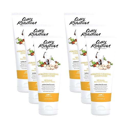 Curl Rhythm Hydrating Cleanser Conditioner - Co-wash with Shea, Marula, and Coconut - Curly Hair Conditioner - Removes Dirt and Buildup - 6 pc