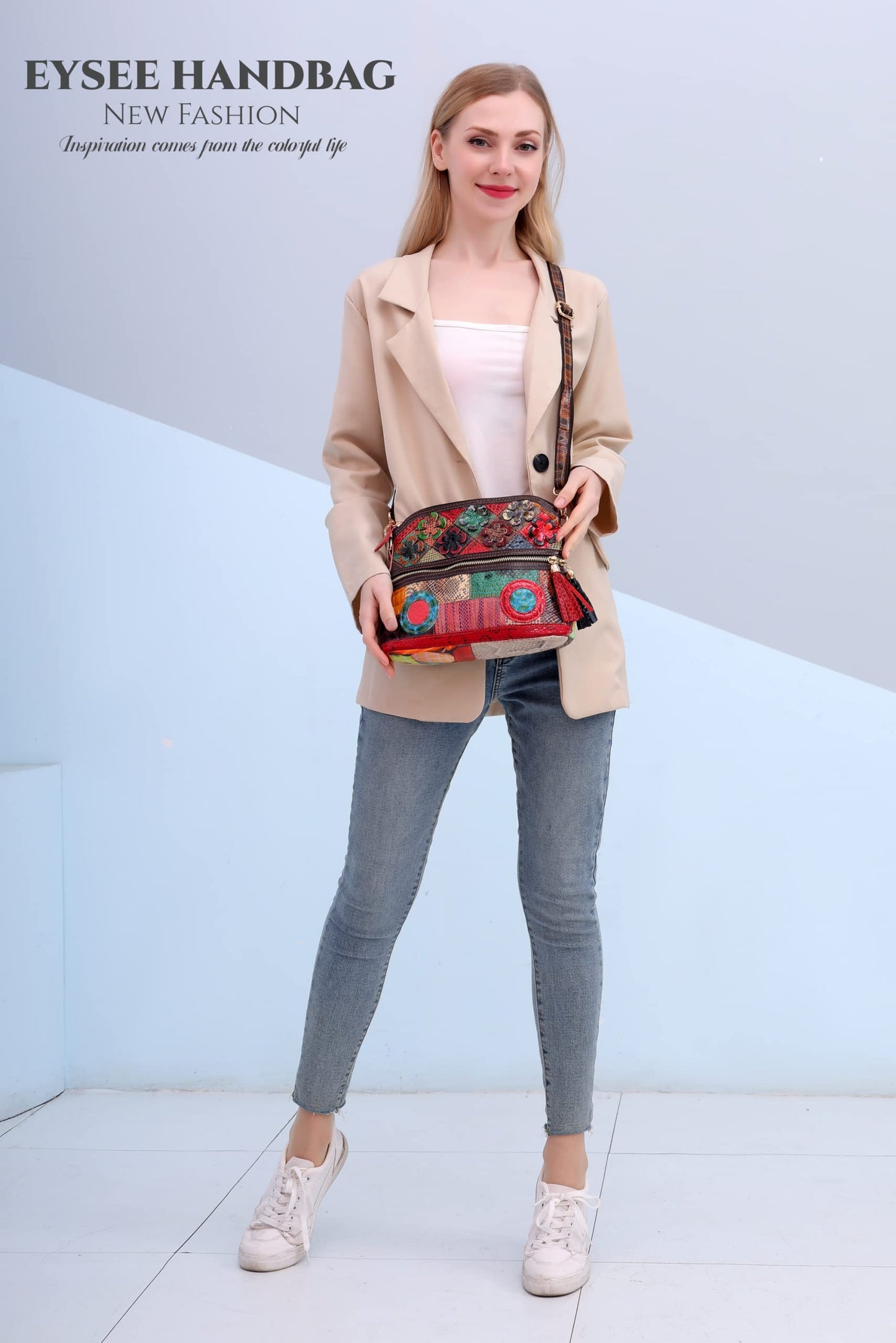 Eysee Crossbody Bag Women Multicolor, Leather Handbag Colorful Purses (Multicolour 1)