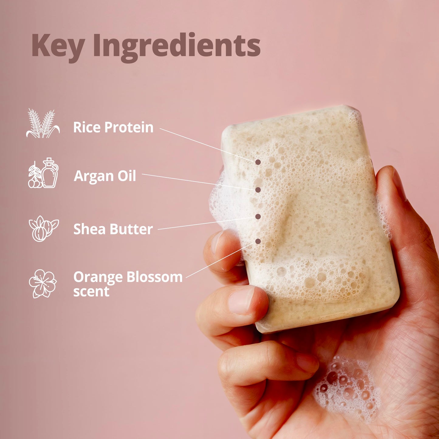 Opuluxe Rice Protein 2-in-1 Shampoo & Conditioner Bar - Strengthening & Moisturizing - Scalp Care with Argan Oil & Shea Butter - Travel Friendly