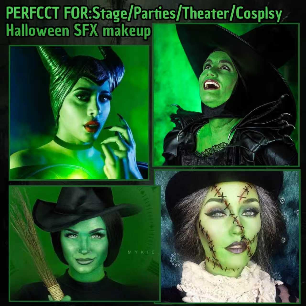 Halloween Witch Makeup Kit, SFX Character Set with Face Paint, Complete SFX Set for Halloween, with Scar Wax for Special Effects Costume Makeup