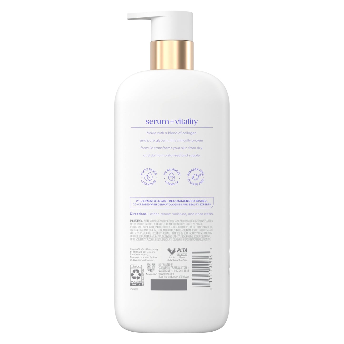 Dove Body Wash Vitality Renewal Promotes firmer, supple skin 4% restoring serum with collagen 18.5 oz Beauty & Personal Care Dove