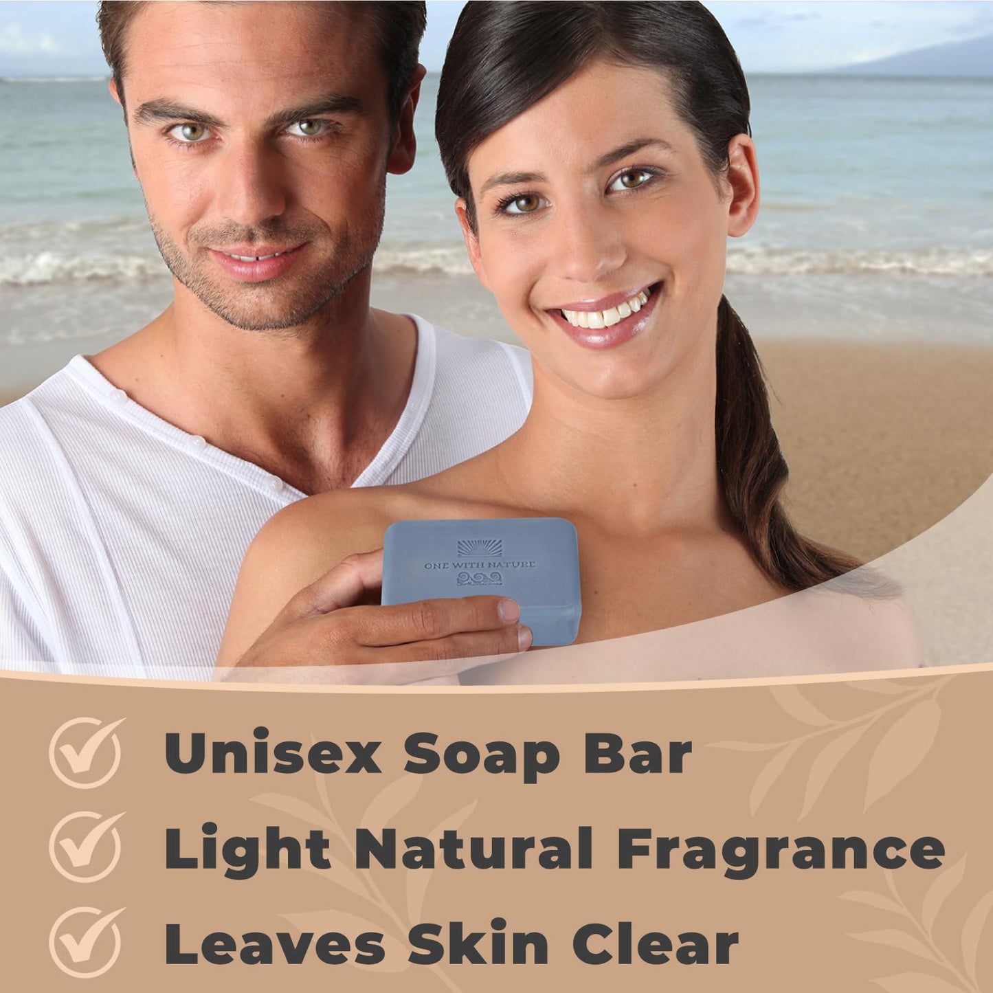 One With Nature Dead Sea Salt Lavender Soap 7oz 3-Pack - Soothing and Exfoliating Soap Bar with Dead Sea Minerals for Face & Body, for Men & Women