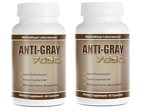 Anti-Gray Hair 7050 Helps Restore Natural Hair Color 60 Capsules Per Bottle (2 Bottles)