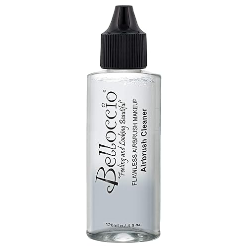 Belloccio 4 Ounce Makeup Airbrush Cleaner - Fast Acting Cleaning Solution, Quickly Flushes Out Makeup Foundation, Blush, Highlighter