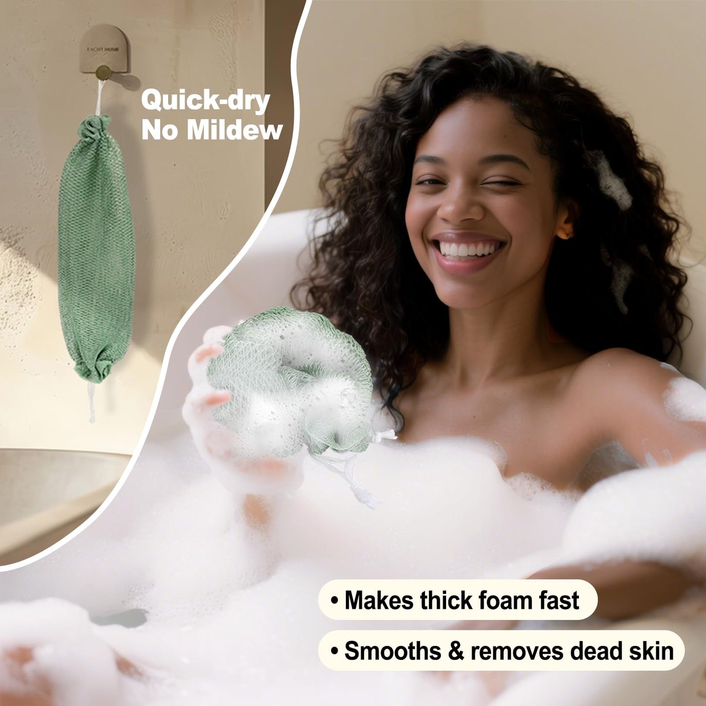 African Net Sponge Authentic-4 Packs African Exfoliating Net Sponge,Bath Sponges for Shower,42 inch Long for Normal to Sensitive Skin, for Daily use Beauty and Personal Care Zeefpod