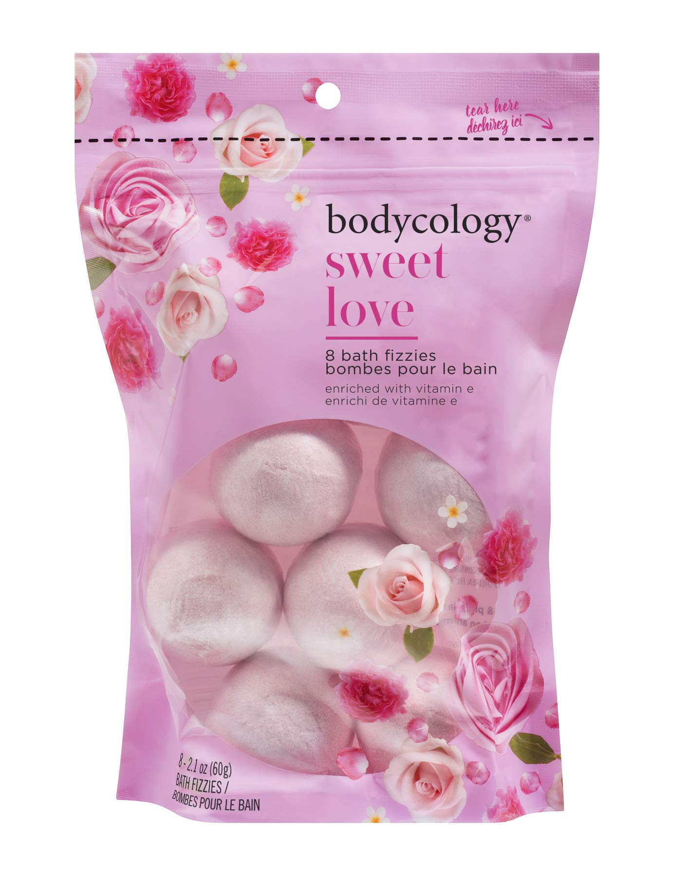 Bodycology Sweet Love Bath Soak Fizzies Bombs 8-2.1 Oz Balls