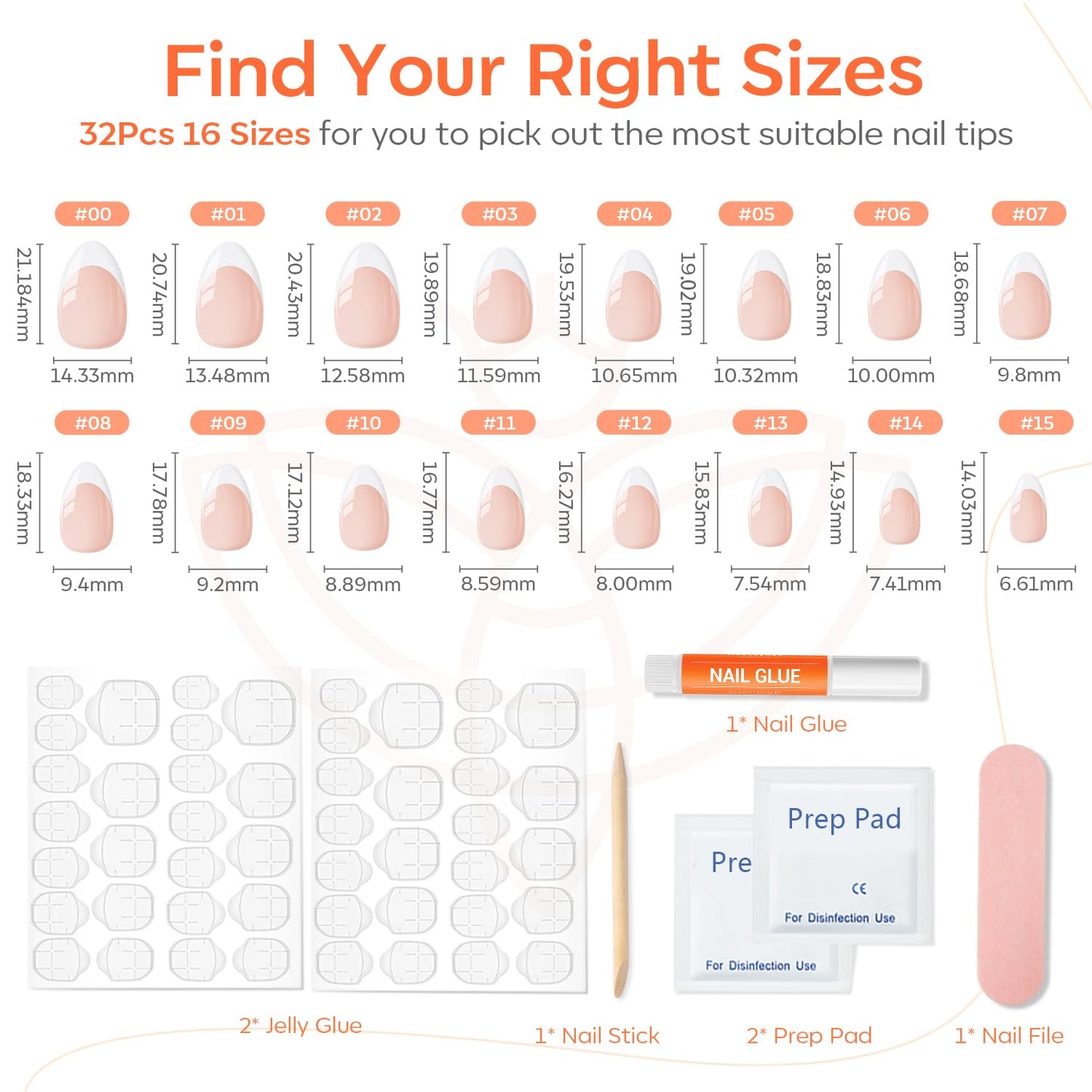 Modelones French Tip Press on Nails Almond, Summer Short Almond Fake Nails for Women, Reusable Nail Kit with Nail Glue Adhesive Tabs Mini Nail File Beauty and Personal Care modelones