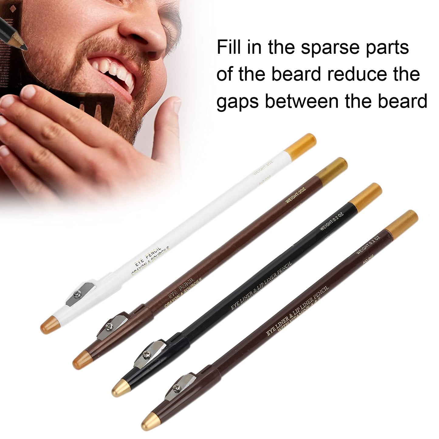 4pcs Kit(Black & White & Dark Brown & Light Brown), Beard and Hairline Pencils with Sharpener for Shaping Tools Stencils Beauty and Personal Care Betued