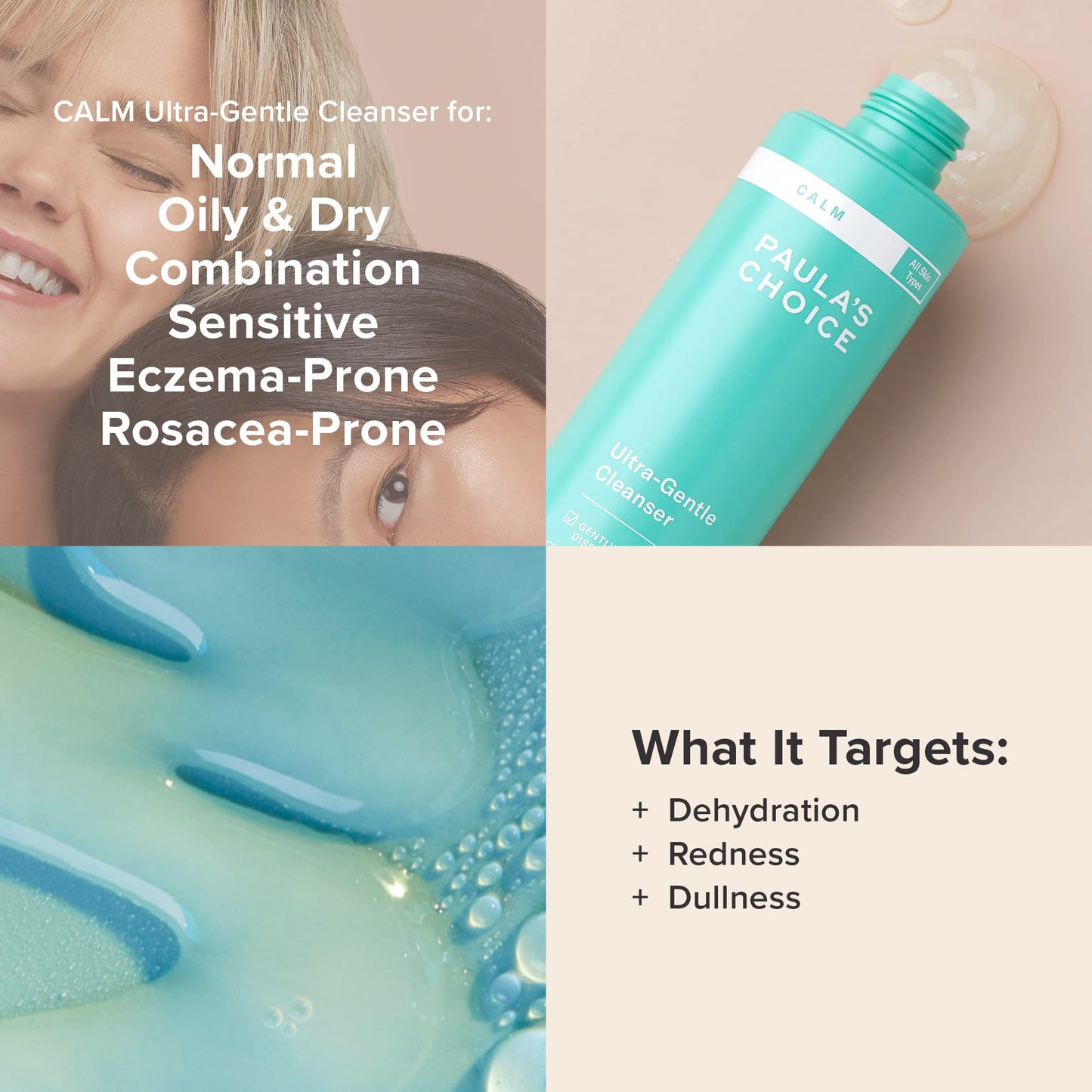 Paula's Choice CALM Ultra-Gentle Face Cleanser for Sensitive Skin, Facial Wash, Calms + Soothes Redness, Daily Face Wash for Rosacea-Prone