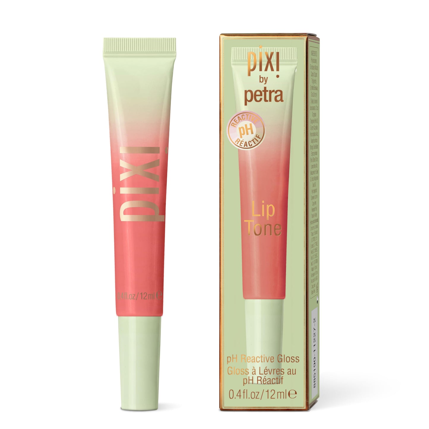 Pixi Beauty LipTone pH Reactive Lip Gloss in Peachyness | Color Changing Tinted Lip Balm with Rosehip Oil & Shea Butter | Non-Sticky Mirror-Shine