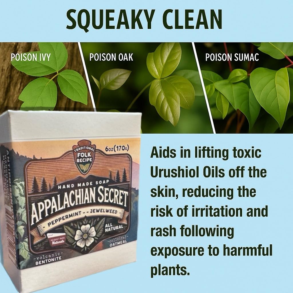 Regent Park Naturals Poison Ivy Soap - Appalachian Secret, Large 6 oz Oil-Binding Bar with Jewelweed, Oatmeal & Bentonite Clay (3-Bar Pack) Beauty & Personal Care Regent Park Naturals