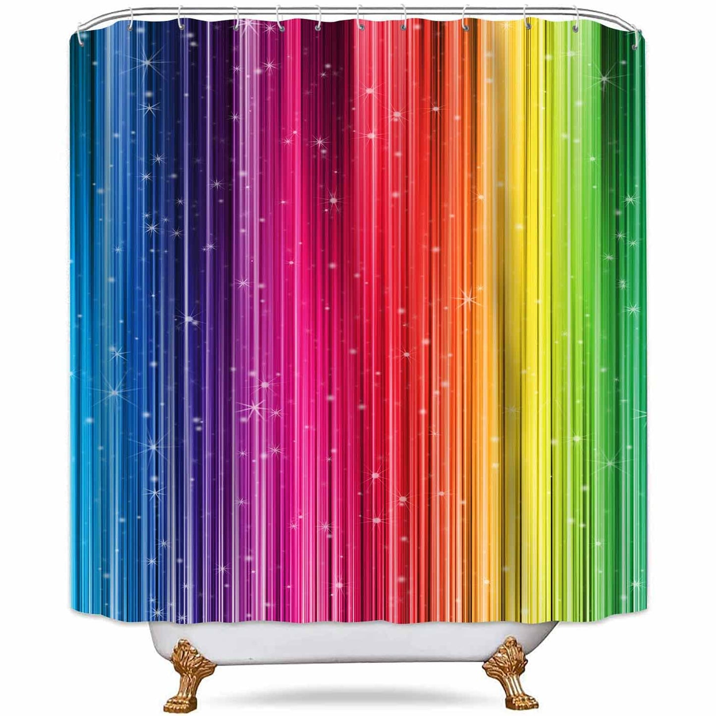 NTETSN Art Home Decor Shower Curtain,Rainbow Colorful Striped Shower Curtain,Waterproof Polyester Fabric Set, 72 X 72 Inch, DSNT021-72