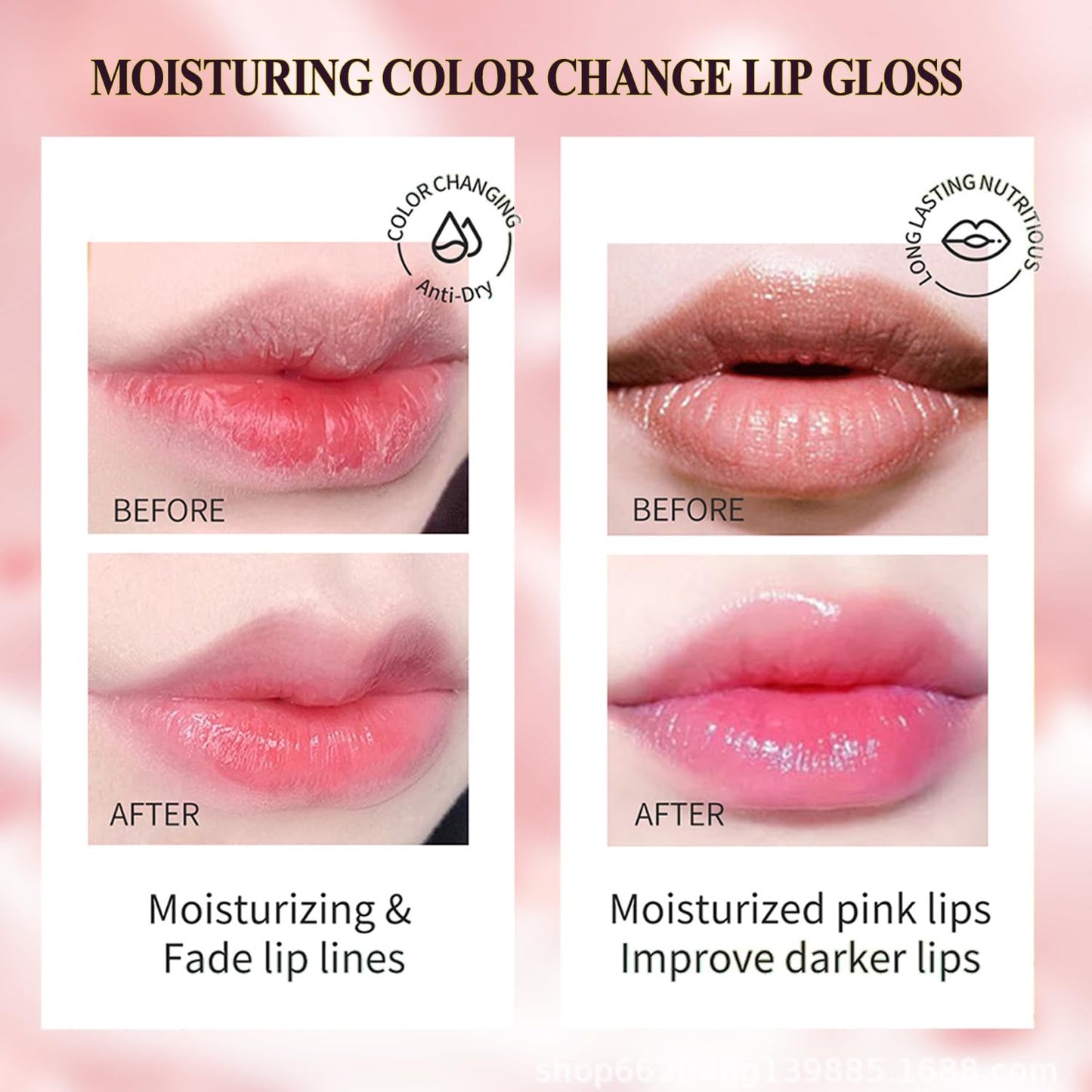 firstfly Pack of 6 Crystal Flower Jelly Lipstick, Long Lasting Nutritious Lip Balm Lips Moisturizer Magic Temperature Color Change Lip Gloss (Black)