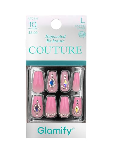 Glamify by Absolute New York Couture Press On Nails - Luxury Rhinestone & Charm Fake Nails, Glossy Reusable Salon Style Acrylic Nails Kit with Glue Beauty & Personal Care Absolute New York