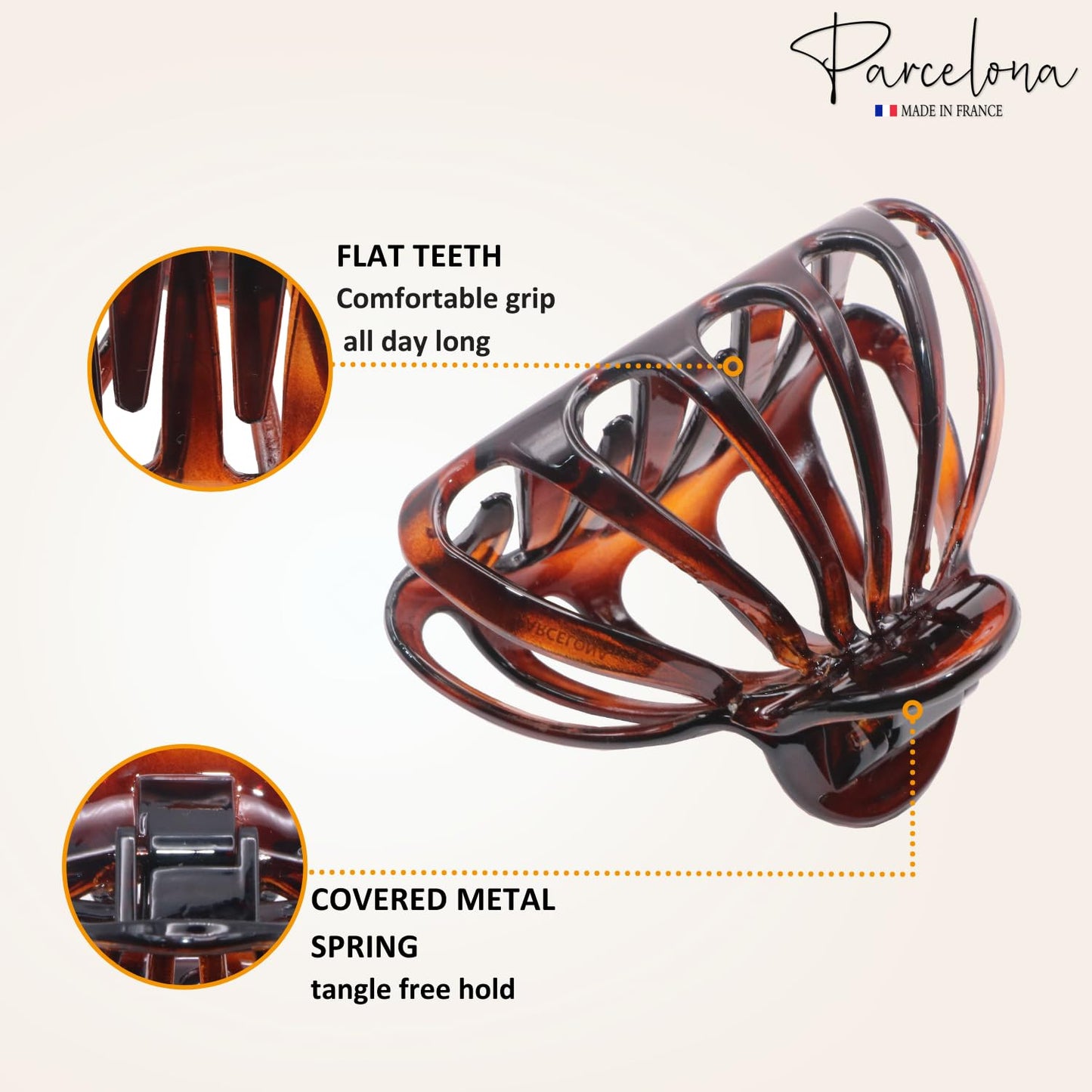 Parcelona French Octopus Large Wide Tortoise Shell Celluloid Acetate Jaw Hair Claw Clip for Women