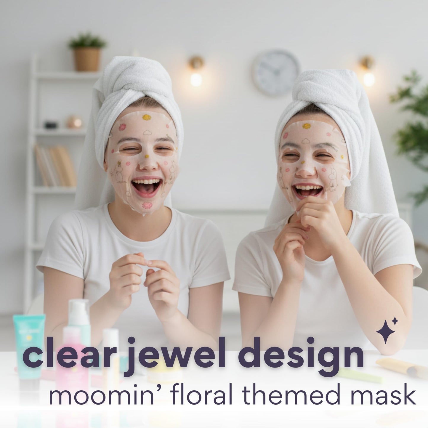 dearcloud Moomin' Clear Jewel Dew Essence Face Mask, Korean Sheet Mask - Allantoin, Niacinamide & Cica (3 Count)