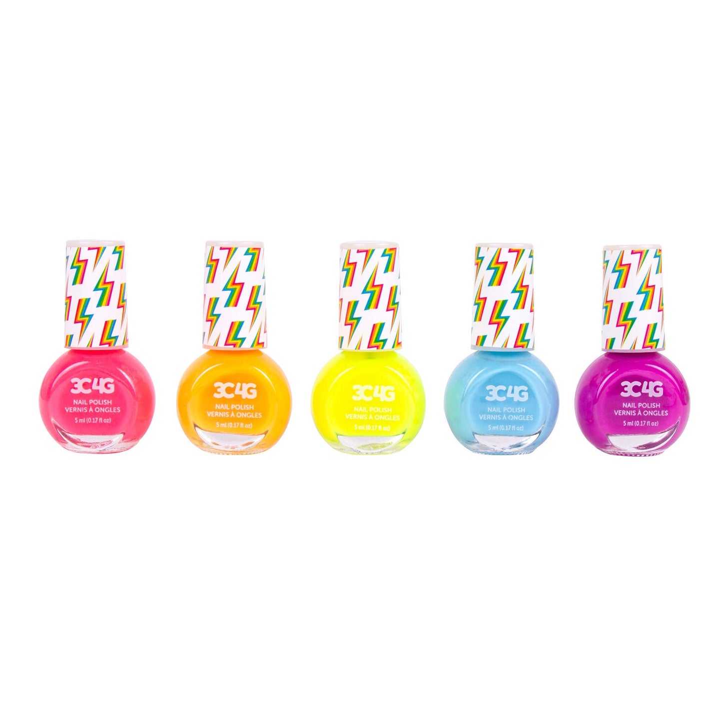 3C4G Neon Nail Polish Set - Quick Dry Nail Polish for Girls - Includes 5 Neon Colors - Non-Toxic Nail Polish Kit for Kids Ages 8+ by Make It Real