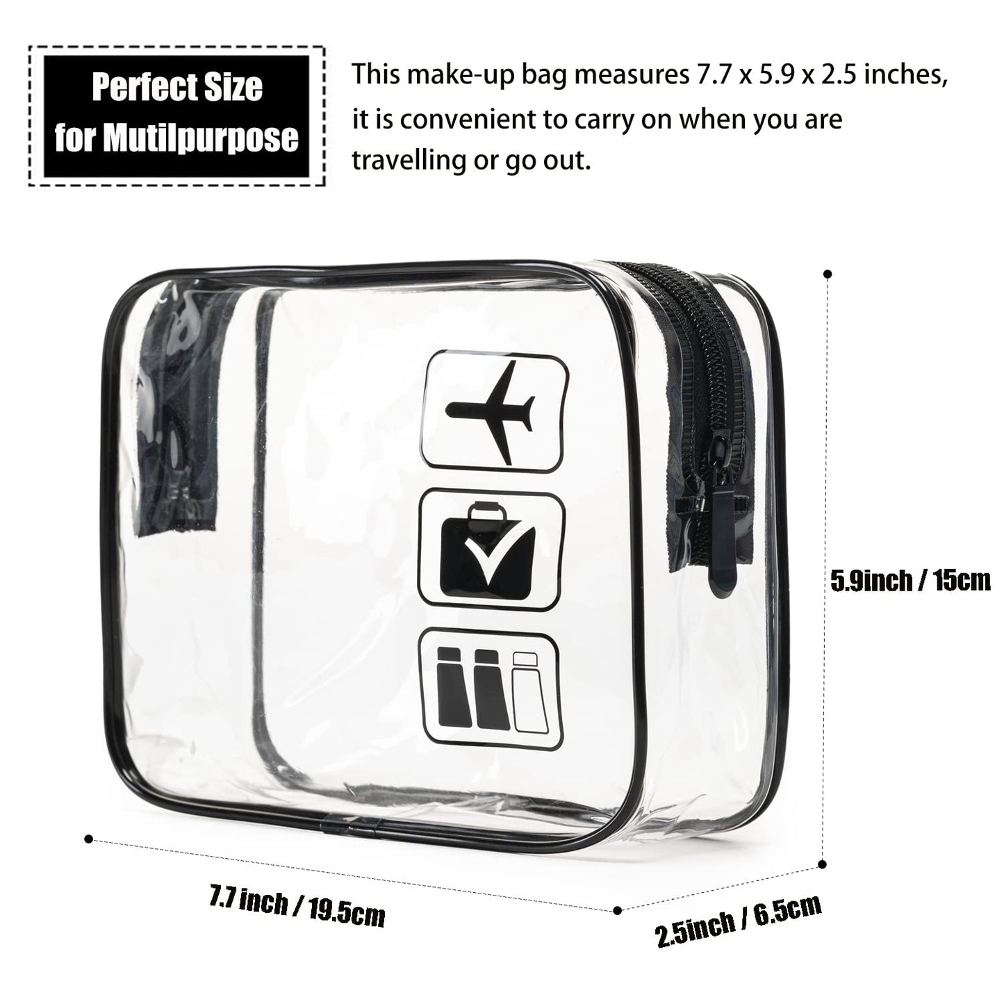 MODENGKONGJIAN TSA Approved Toiletry Bag, 3 Pcs Clear Toiletries Bags Quart Size Travel Makeup Cosmetic Bag for Women Men, Carry on Airport Airline Beauty and Personal Care MODENGKONGJIAN