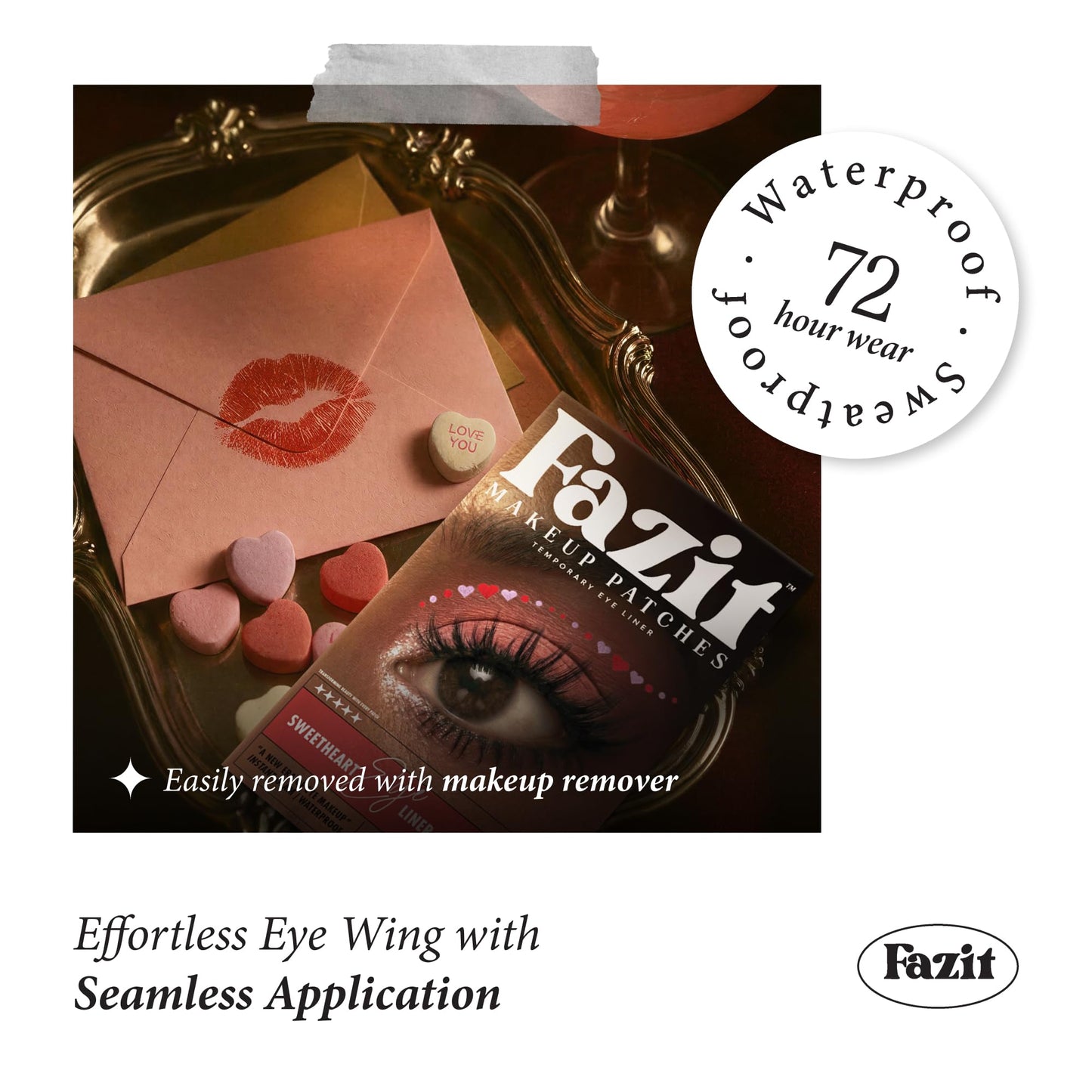 Fazit Makeup Patches - Sweetheart Wing Eyes - Glow Up Make-Up Patches - Cute Glitter Makeup Accessories for Women - Cosmetic Glitter for Face