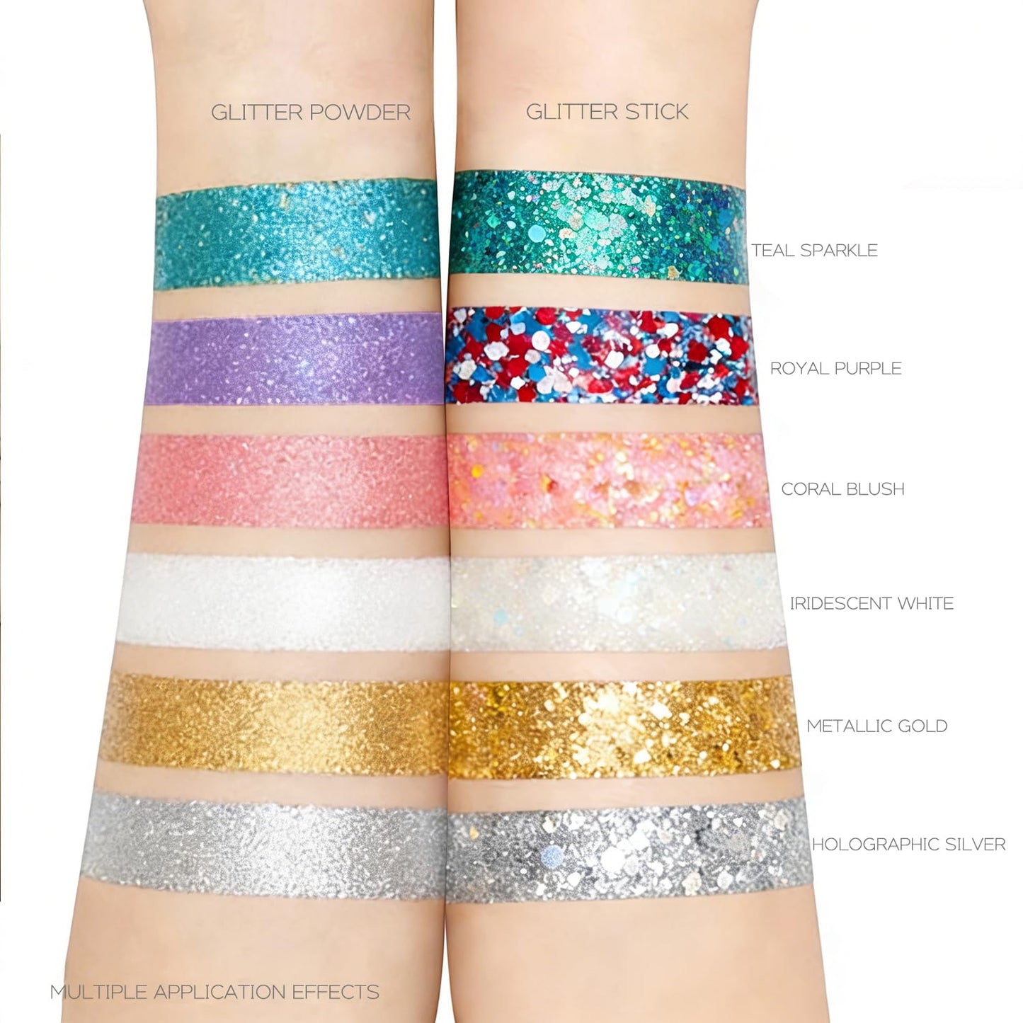 Holographic Mermaid Glitter Makeup Kit: 2-in-1 Body & Face Stick & Loose Powder with Built-in Brush for Festival, Rave, Concert, Carnival | Shimmery