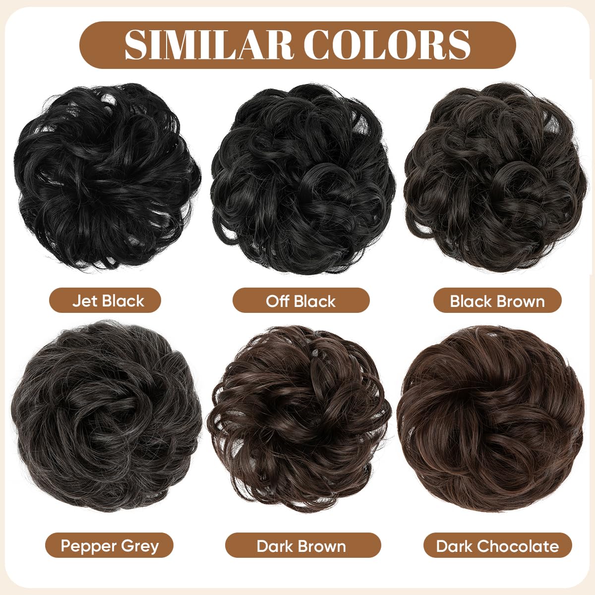 CJL HAIR Large Messy Bun Hair Piece Wavy Curly Scrunchies Synthetic Chignon Ponytail Hair Extensions Thick Updo Hairpieces for Women Brown Black Beauty and Personal Care CJL HAIR