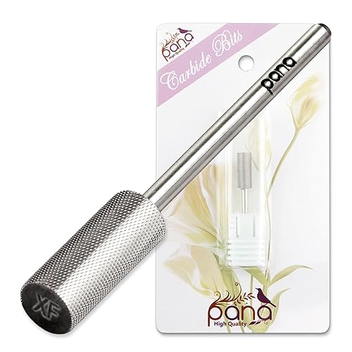 PANA Flat Top Small Barrel 3/32" Shank Size - (Silver, Extra Fine Grit) - Fast remove Acrylic or Hard Gel Nail Drill Bit for Manicure Pedicure Salon