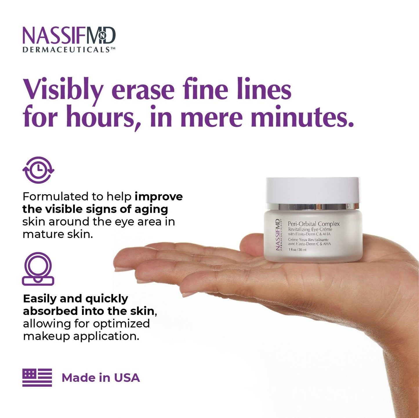 NassifMD Peri-Orbital Under Eye Cream for Wrinkles, Under Eye Cream Dark Circles and Puffiness, Under Eye Dark Circles Treatment, Eye Wrinkle Cream