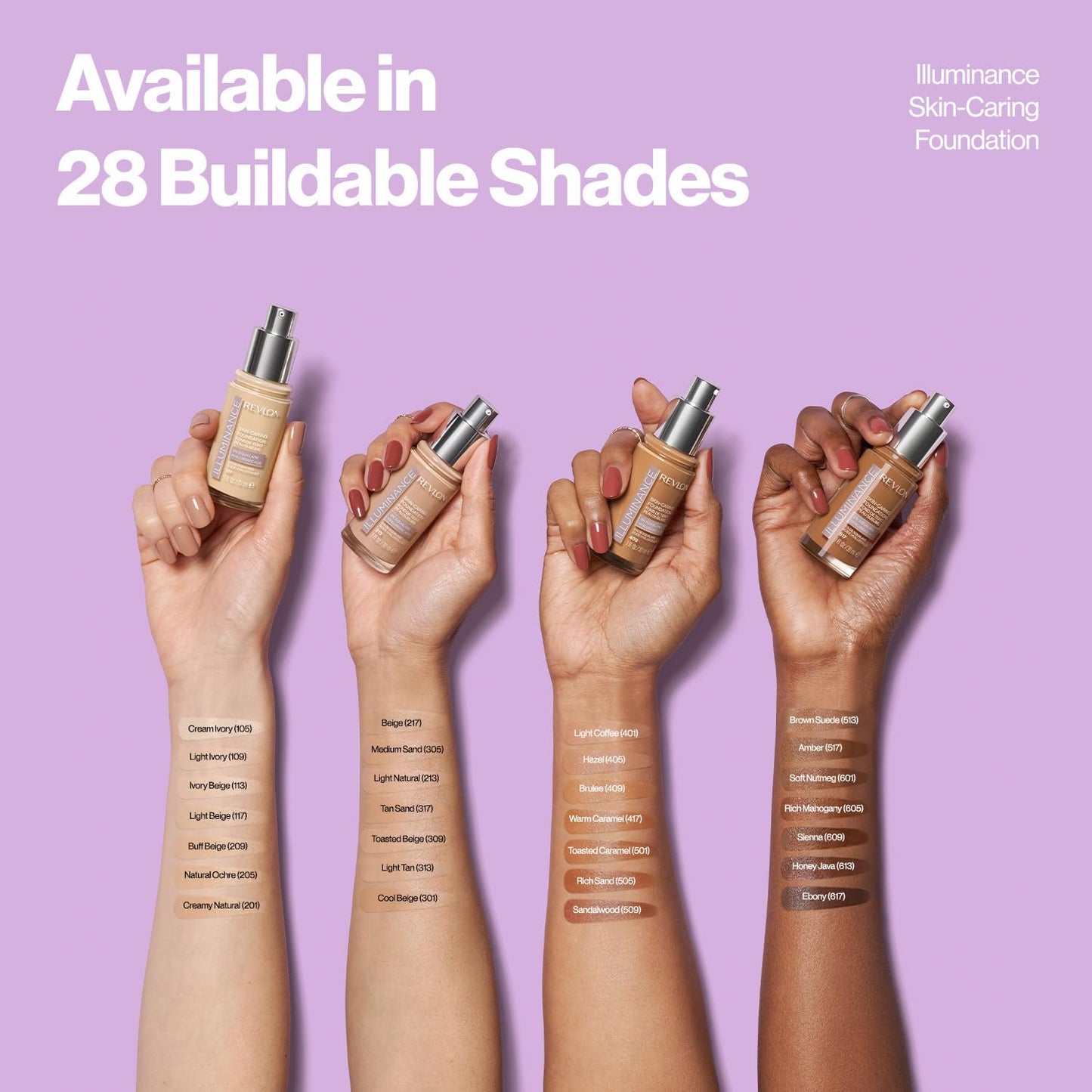 Revlon Illuminance Skin-Caring Liquid Foundation, Hyaluronic Acid, Hydrating and Nourishing Formula with Medium Coverage, 309 Toasted Beige, 1 fl oz