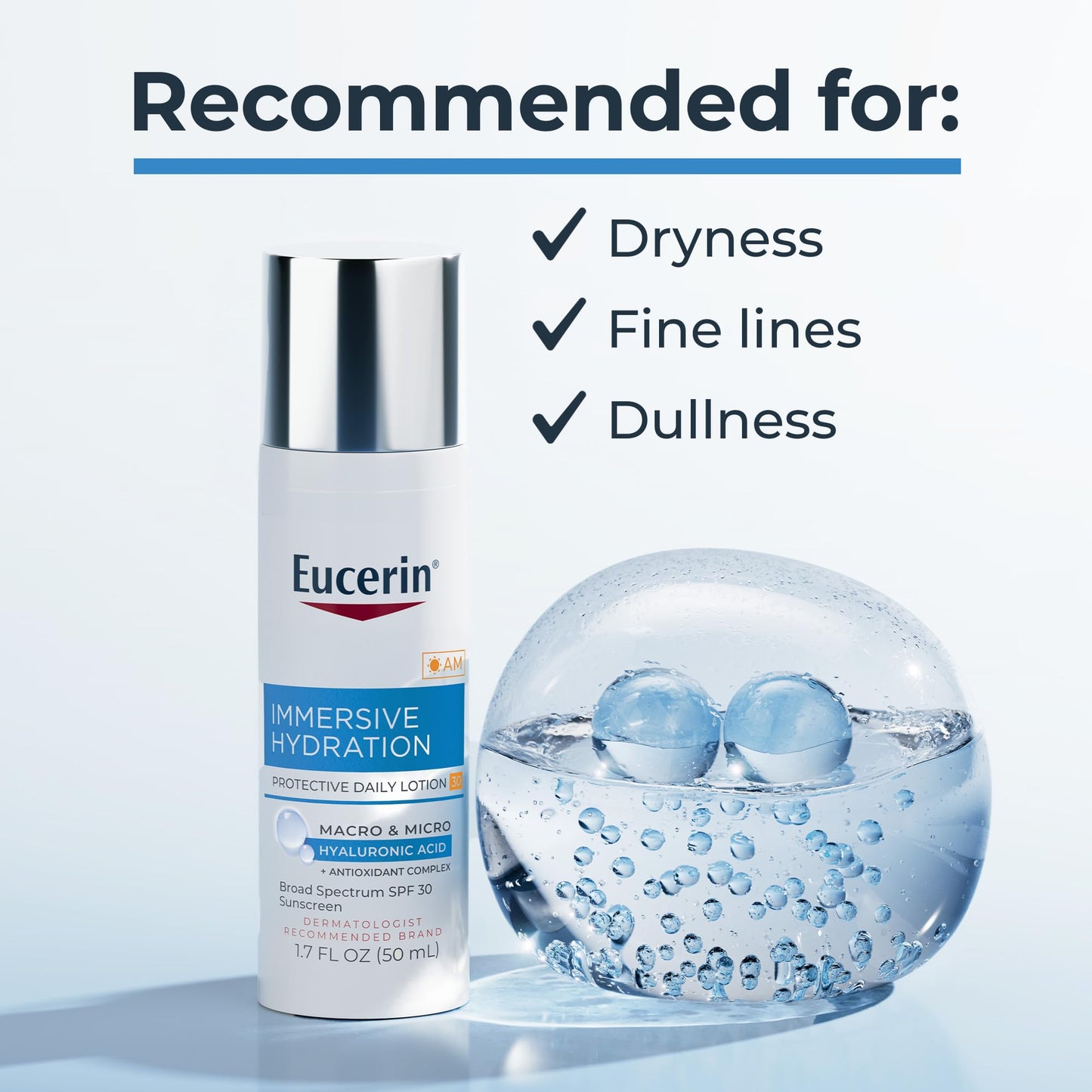 Eucerin Immersive Hydration Daily Face Lotion Broad Spectrum SPF 30 Sunscreen with Hyaluronic Acid, Lightweight Face Moisturizer Reduces Look Beauty and Personal Care Eucerin