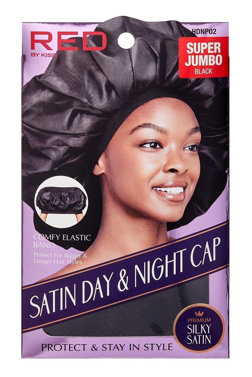 Kiss Red Satin Day & Night Cap Black Super Jumbo (Pack of 2) Beauty and Personal Care KISS