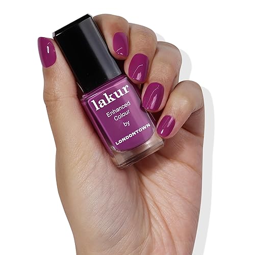 LONDONTOWN lakur Nail Polish - Chip-Resistant, Non-Toxic, Conditions & Hydrates Nails | Glossy Deep Ultraviolet Purple, Violet Hibiscus, .40 fl oz