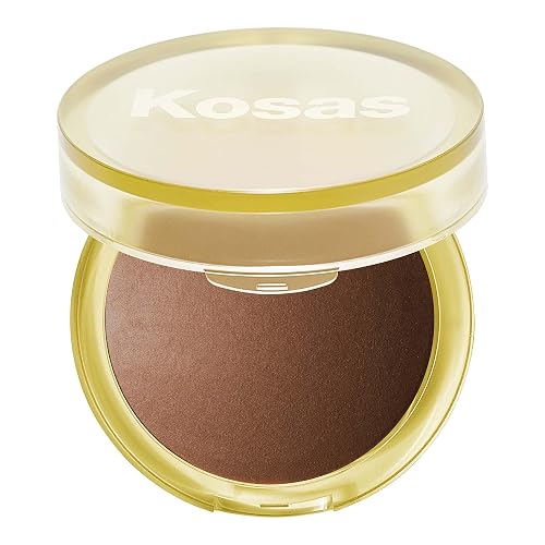 Kosas The Sun Show Glowy Warmth Baked Bronzer - Talc-Free Powder Bronzer for Face, Buildable Color, Natural Glow, Lightweight Finish, Paradise