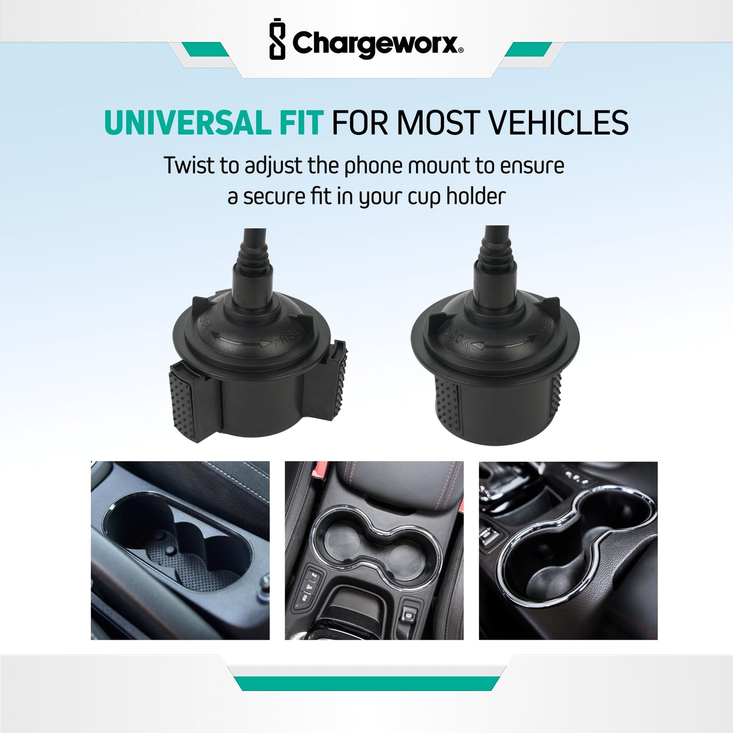CHARGEWORX Magnetic Cupholder Phone Mount - Universal Car Cell Phone Holder with 360° Adjustable Gooseneck & Twist-Lock Base, Hands-Free Magnetic…