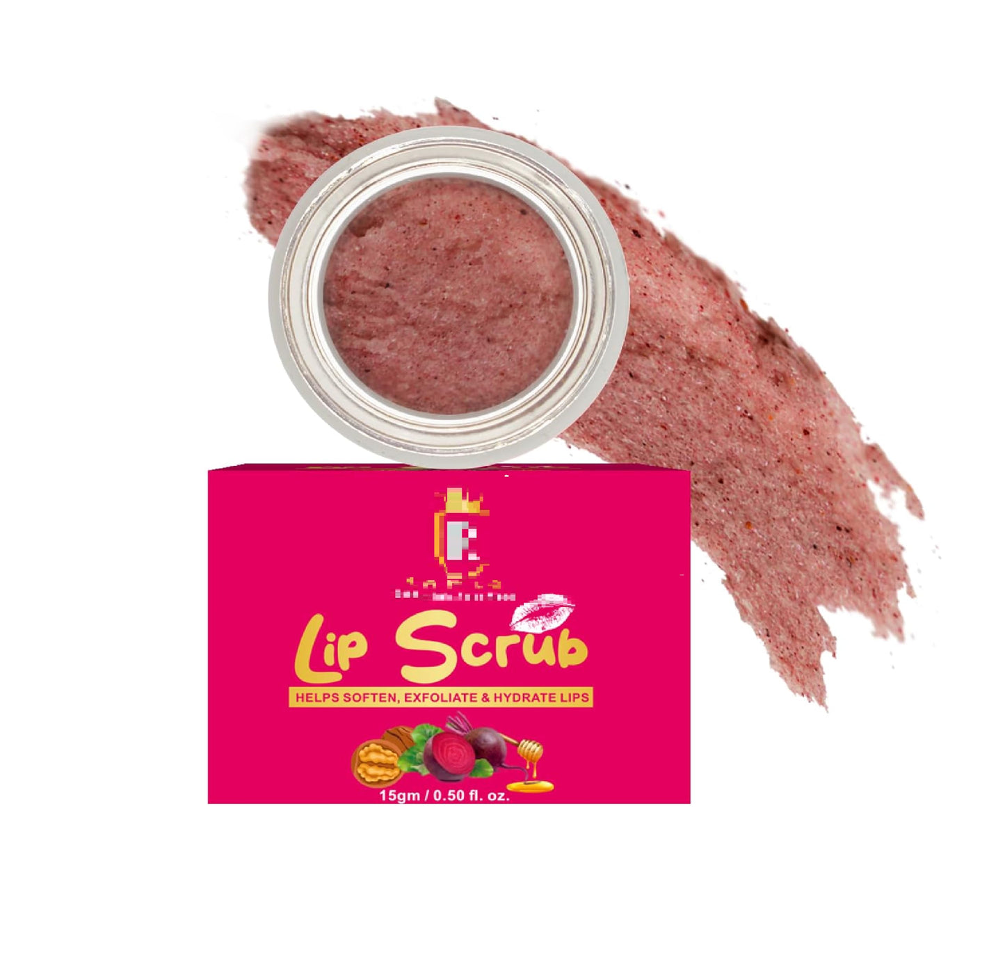 QURA Lip Scrub Balm for Men and Women. Removes Dark Lips, Dry Lips, Chapped Lips, and Lipstick Stains. with Beetroot, Vitamin C, Honey&Walnut/Chemical