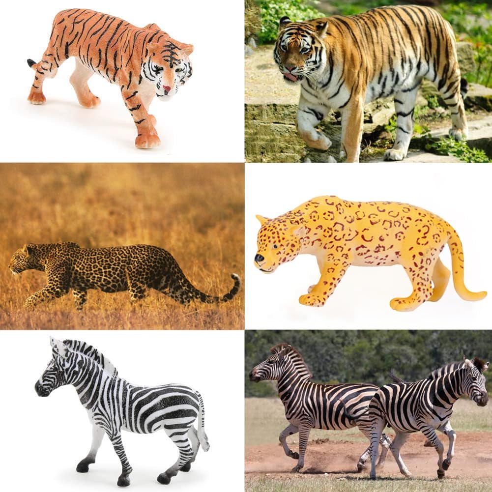 BOLZRA Safari Animal Figures β 14 Pc Jumbo Plastic Jungle & Zoo Figurines Playset, Realistic African Wildlife Toys for Kids & Toddlers