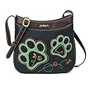 CHALA Crescent Crossbody Women Shoulder Purse with Adjustable Strap - Paw Print - navy