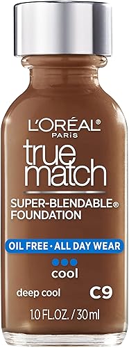 L’Oréal Paris Makeup True Match Super-Blendable Liquid Foundation, Deep Cool C9, 1 Fl Oz, 1 Count