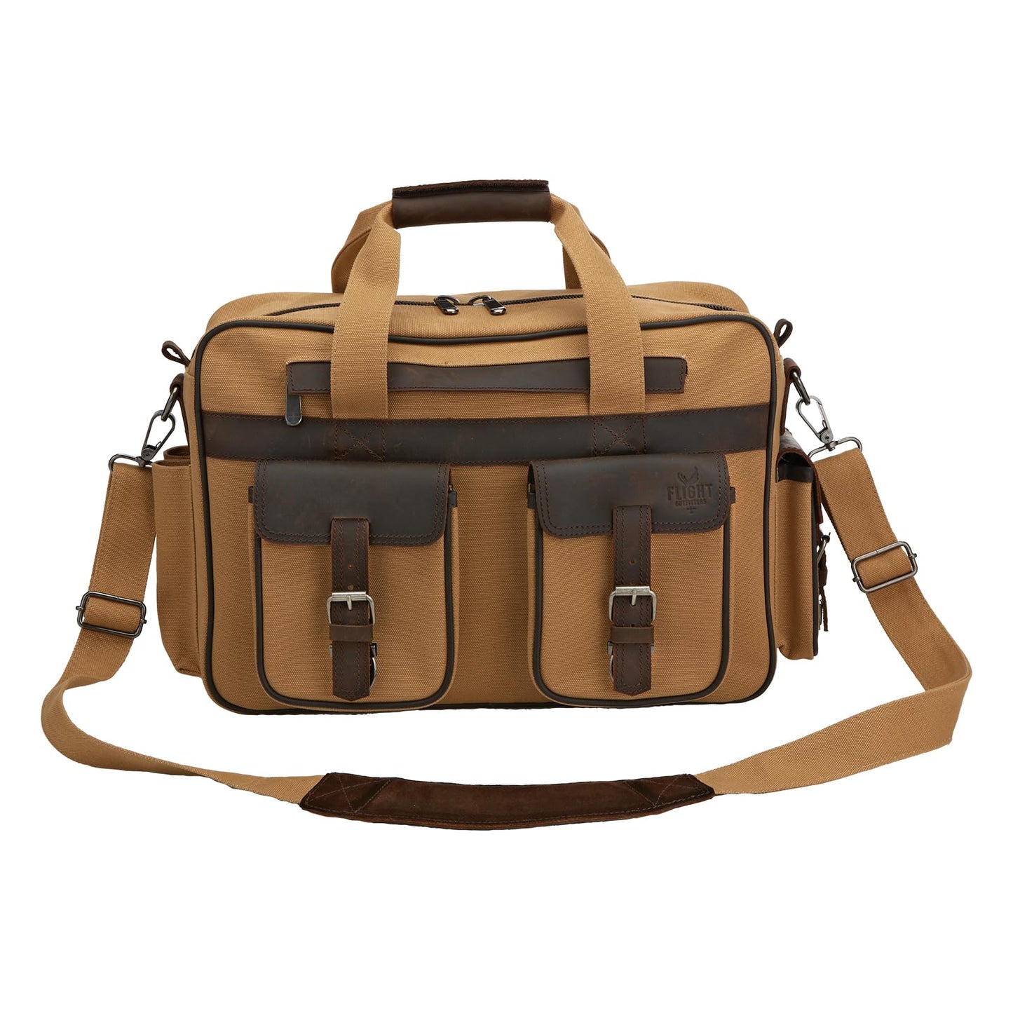 Flight Outfitters Unisex Bush Pilot Folio Hand/Shoulder Carry Canvas & Leather Work Travel Aviation Gear Organizer Flight Bag