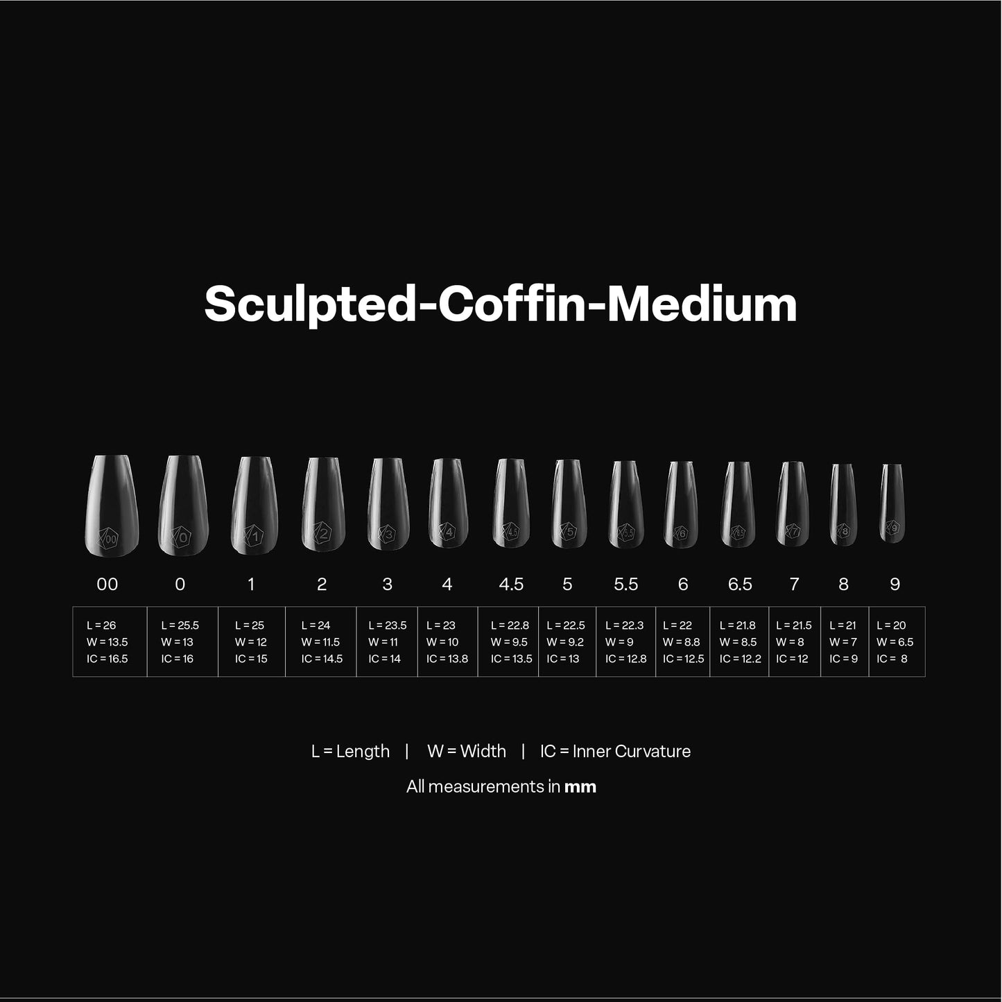 Apres Gel-X® Coffin Box of Nail Tips | 280 Gel-X Tips, Soft Tips, 14 Sizes 00-9 | Half-sizes Included (Sculpted Coffin Medium, 280 Count) Beauty & Personal Care APRÉS