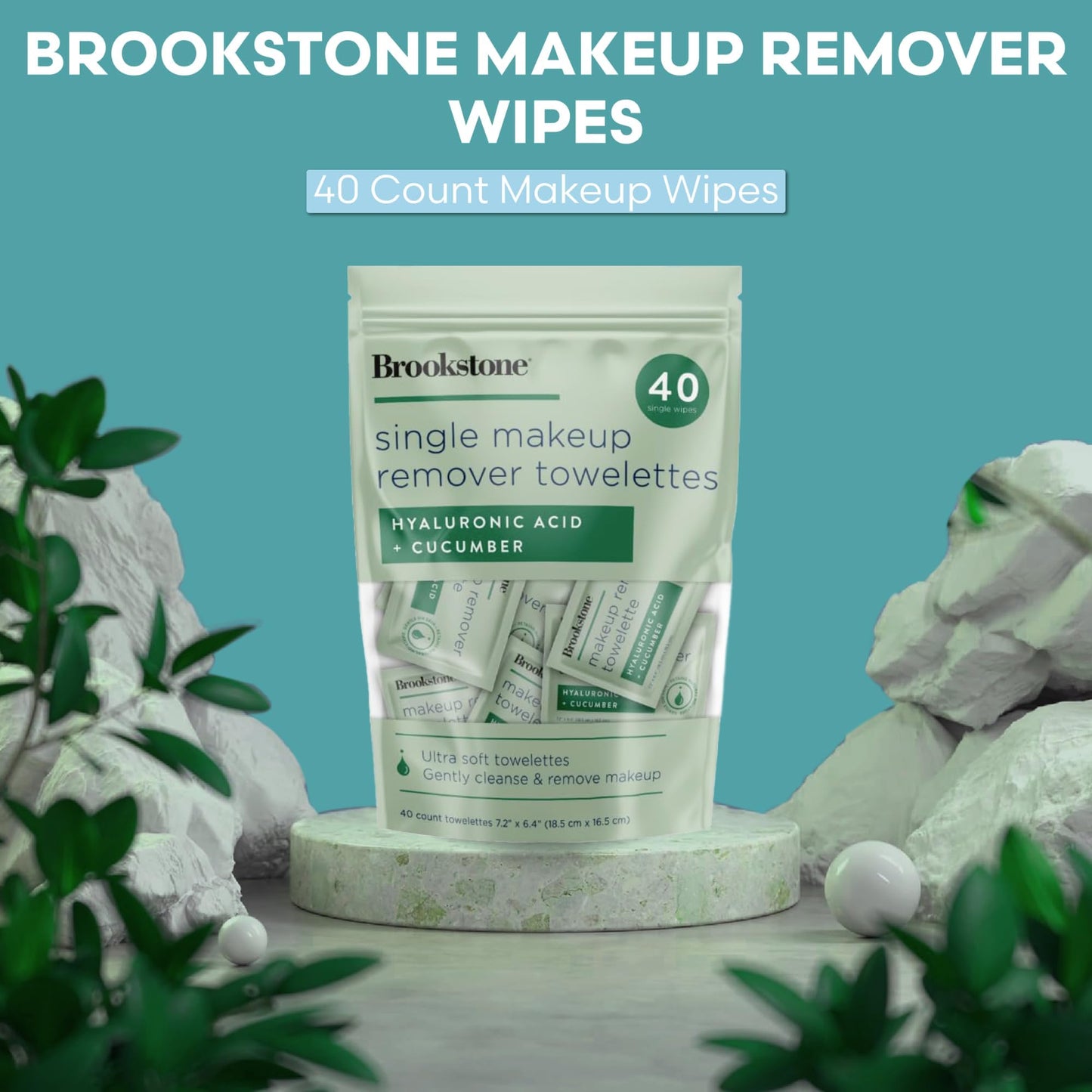Brookstone Makeup Remover Wipes Individually Wrapped - Bulk Eye & Face Wipes for Travel, Single Makeup Remover Packets for Mascara, Oil & Dirt Beauty and Personal Care Pink Sky