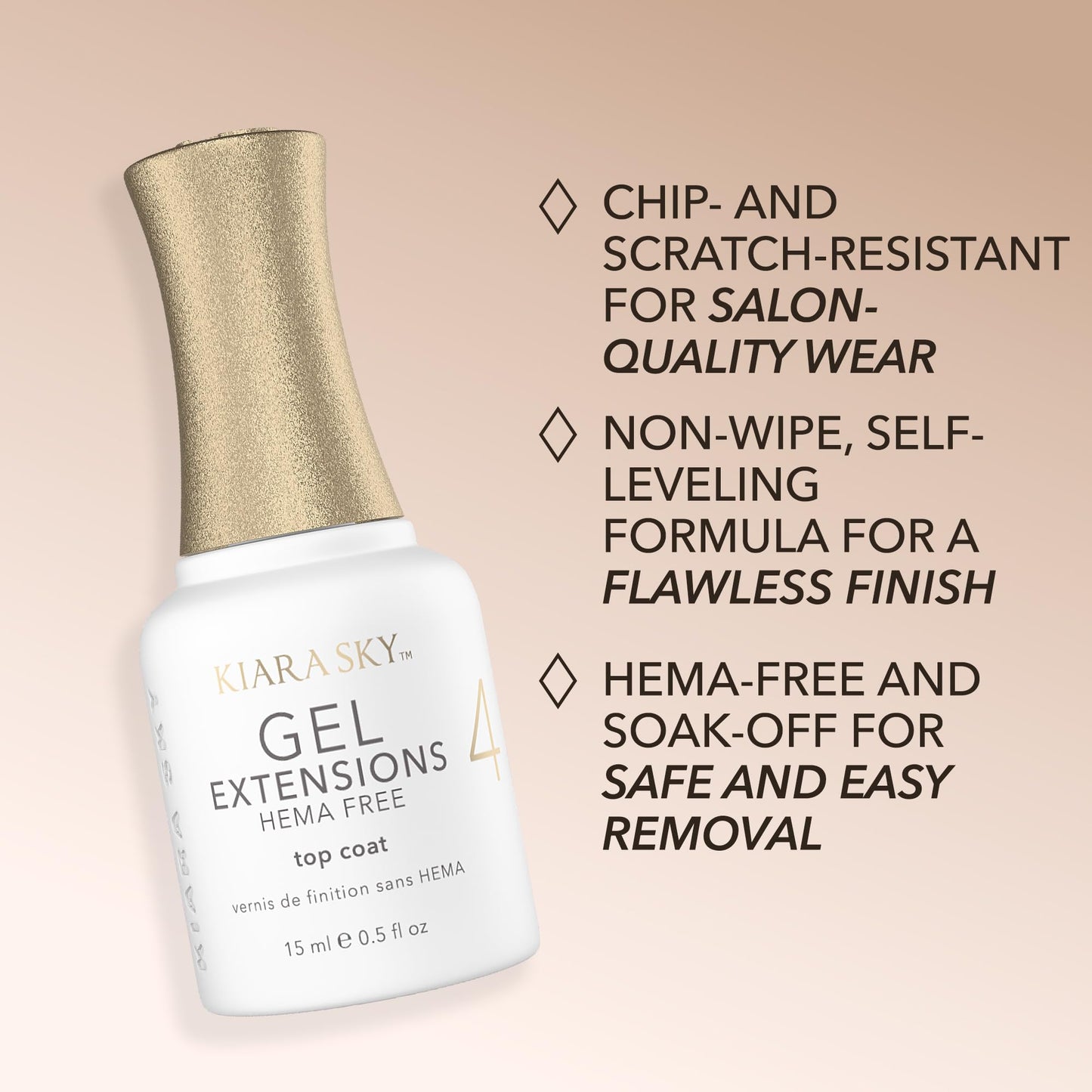 KIARA SKY Gel Extension Essentials Hema-Free Step # 4 Non-Wipe Top Coat 0.5 oz Beauty & Personal Care KIARA SKY