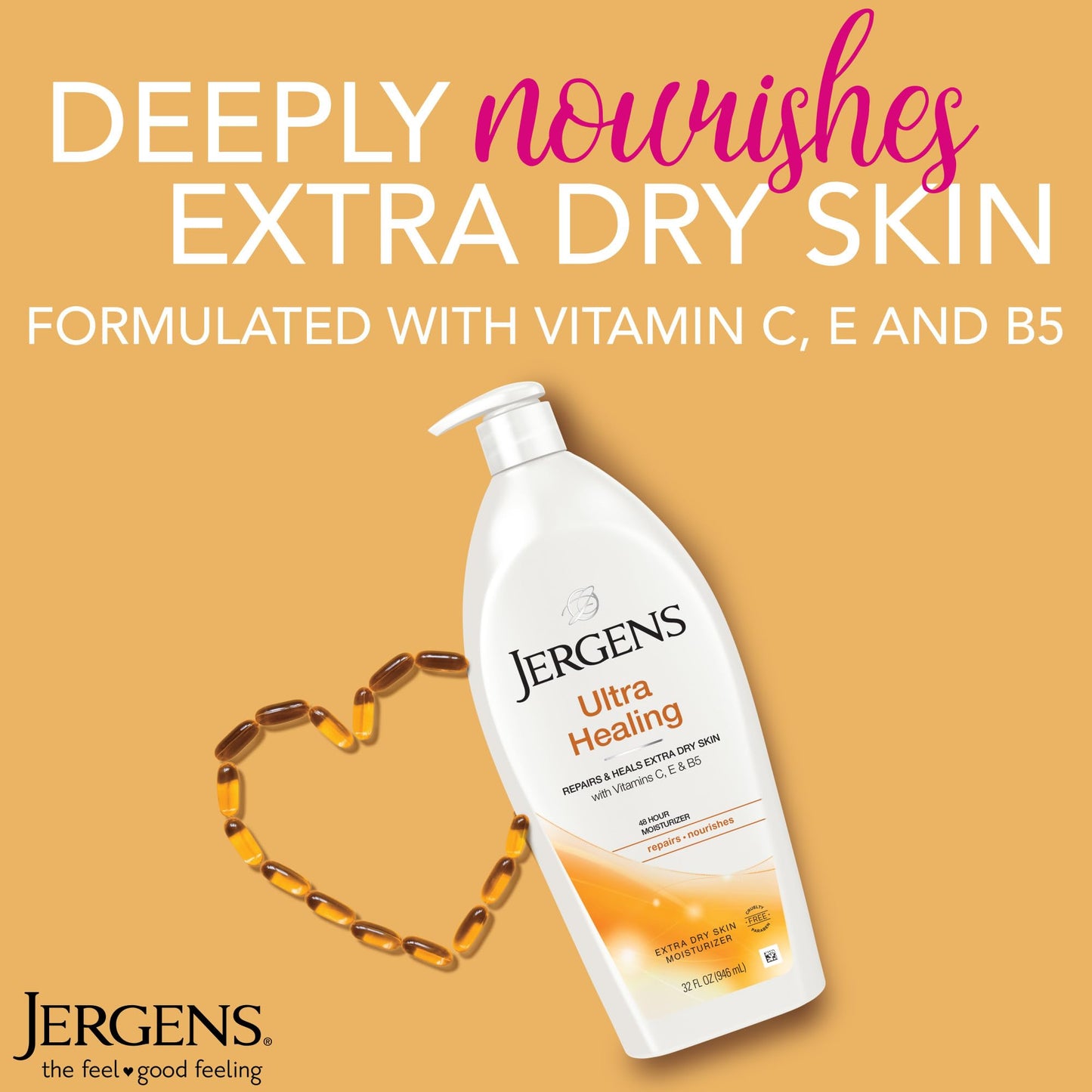 Jergens Ultra Healing Dry Skin Lotion, Hand and Body Moisturizer for Quick Absorption into Extra Dry Skin with Hydralucence Blend, Vitamins C, E