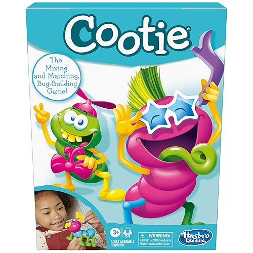 Hasbro Gaming Cootie Mixing and Matching Bug-Building Game | 2-4 Players | Easy Preschool Board Games | Back to School Gifts for Kids | Ages 3+