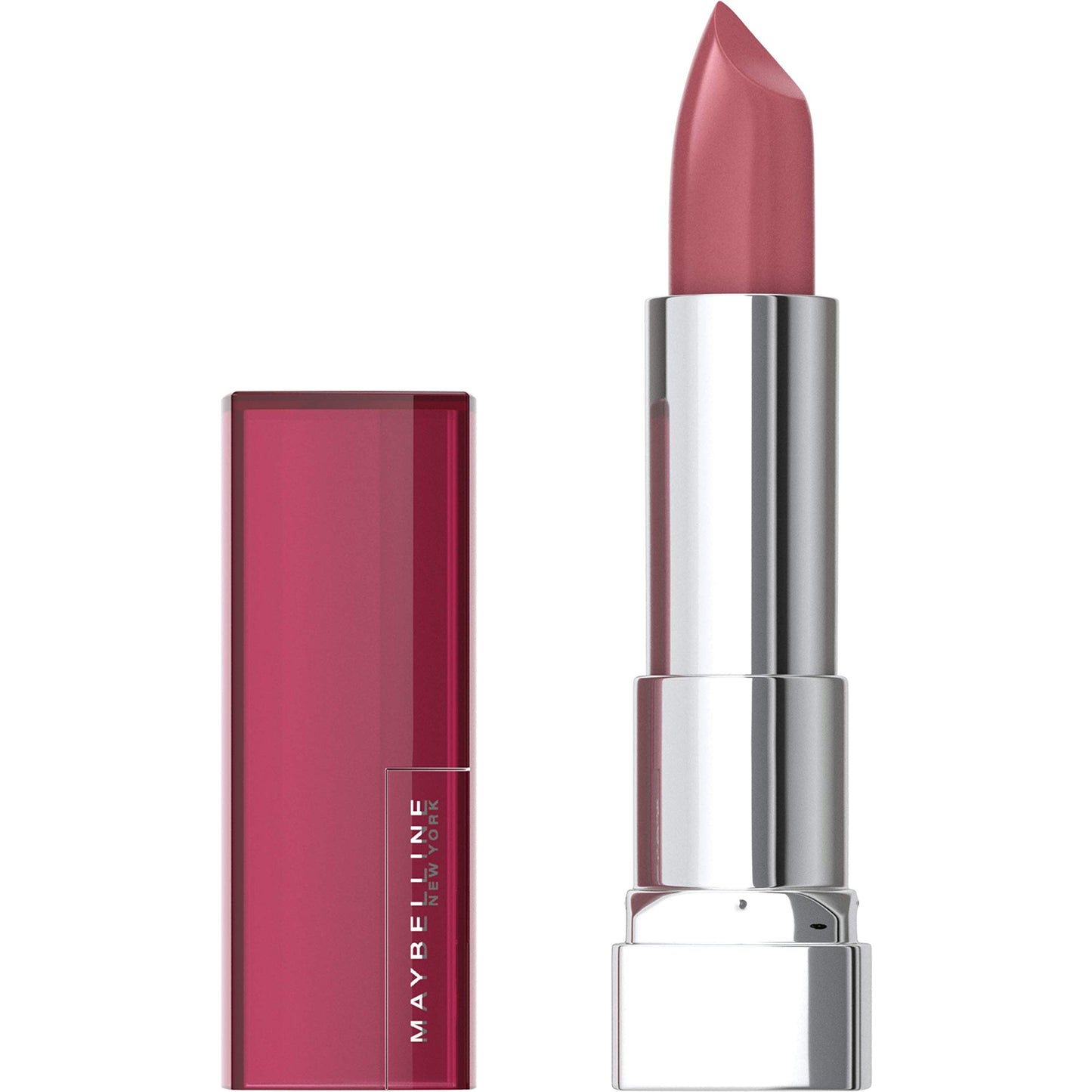 Maybelline Color Sensational Lipstick, Lip Makeup, Cream Finish, Hydrating Lipstick, Nude, Pink, Red, Plum Lip Color, Rosy Risk, 0.15 oz; (Packaging