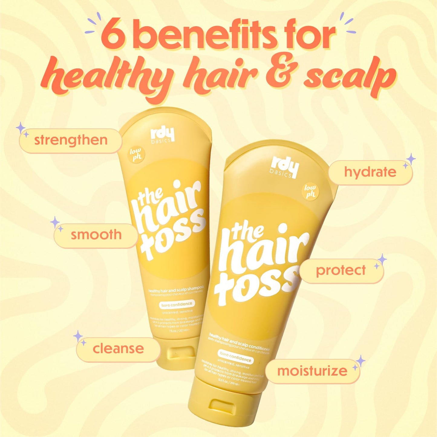 The Hair Toss Men & Women Shampoo And Conditioner Set 13.5floz/7floz - Unscented - Formulated 4.5pH Moisturizing Paraben and Sulfate Free Shampoo