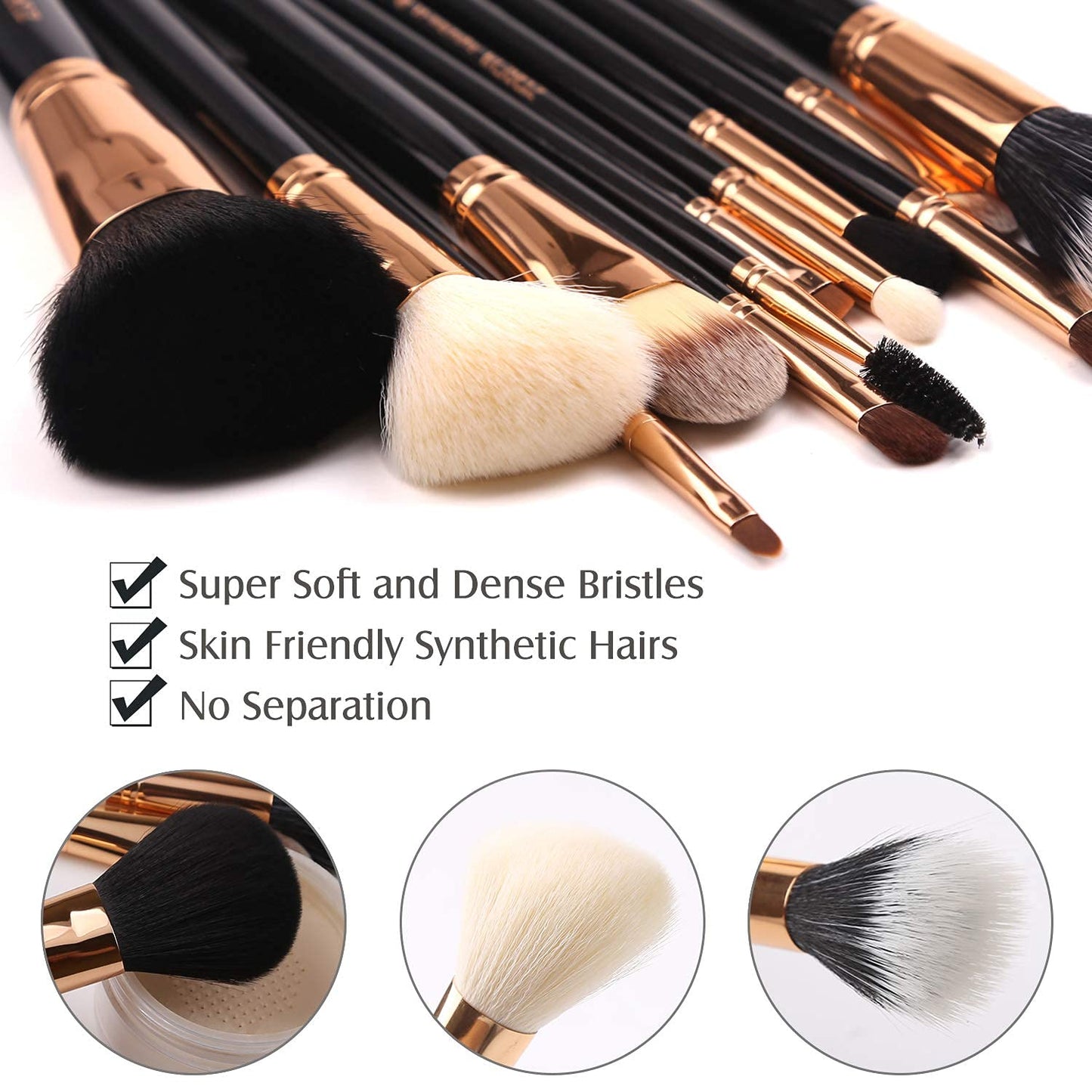 Z'OREYA Premium Travel makeup brush set 12 pieces essential Cosmetic tools Synthetic Hair Foundation Powder Eye Cosmetic brushes With Black Holder